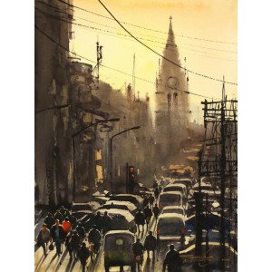 Sarfraz Musawir, 11 x 15 Inch, Watercolor on Paper, Cityscape Painting, AC-SAR-145